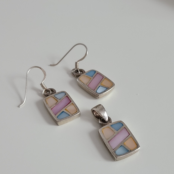 Sterling silver mother of pearl set